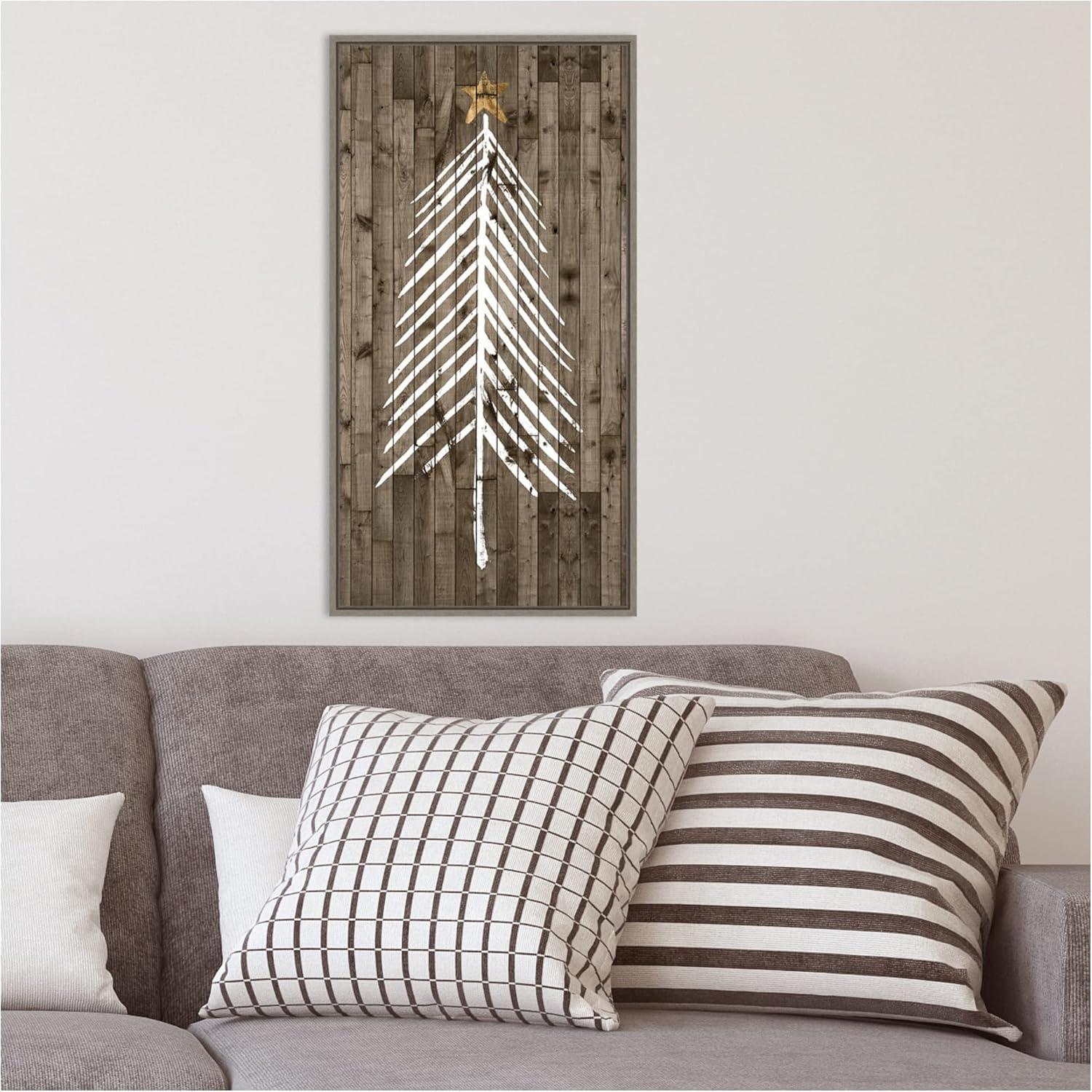 14" x 26" Wooded Whimsy I Tree by Grace Popp Framed Canvas Wall Art - Amanti Art: Chic Holiday Decor, Nature Canvas