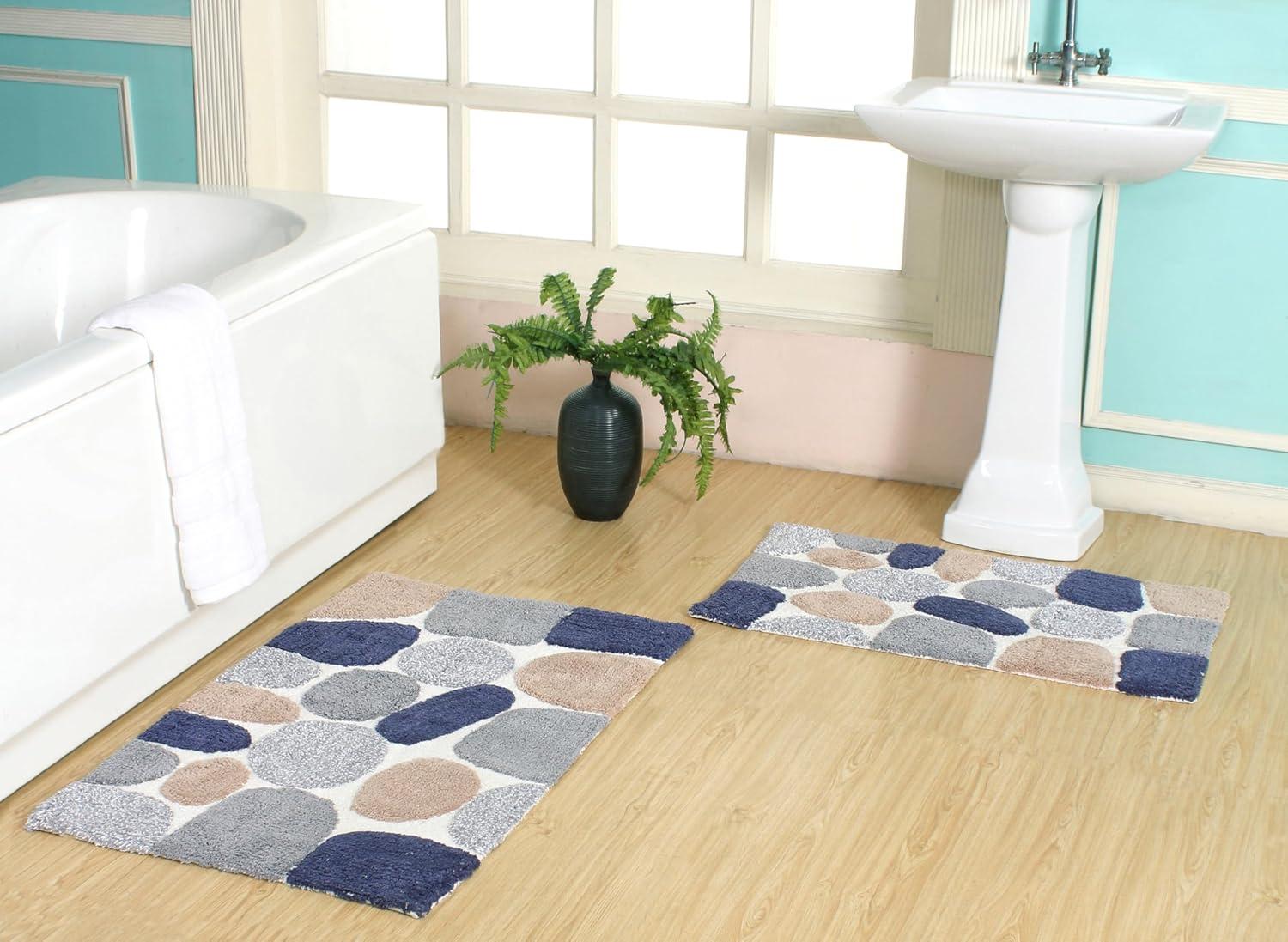 2pc 32"x20" Pebbles Bath Rug Set Gray/Blue - Chesapeake Merchandising