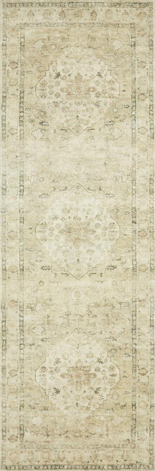 Ivory and Sand Synthetic Oriental Stain-Resistant Rug, 2'-2" x 5'