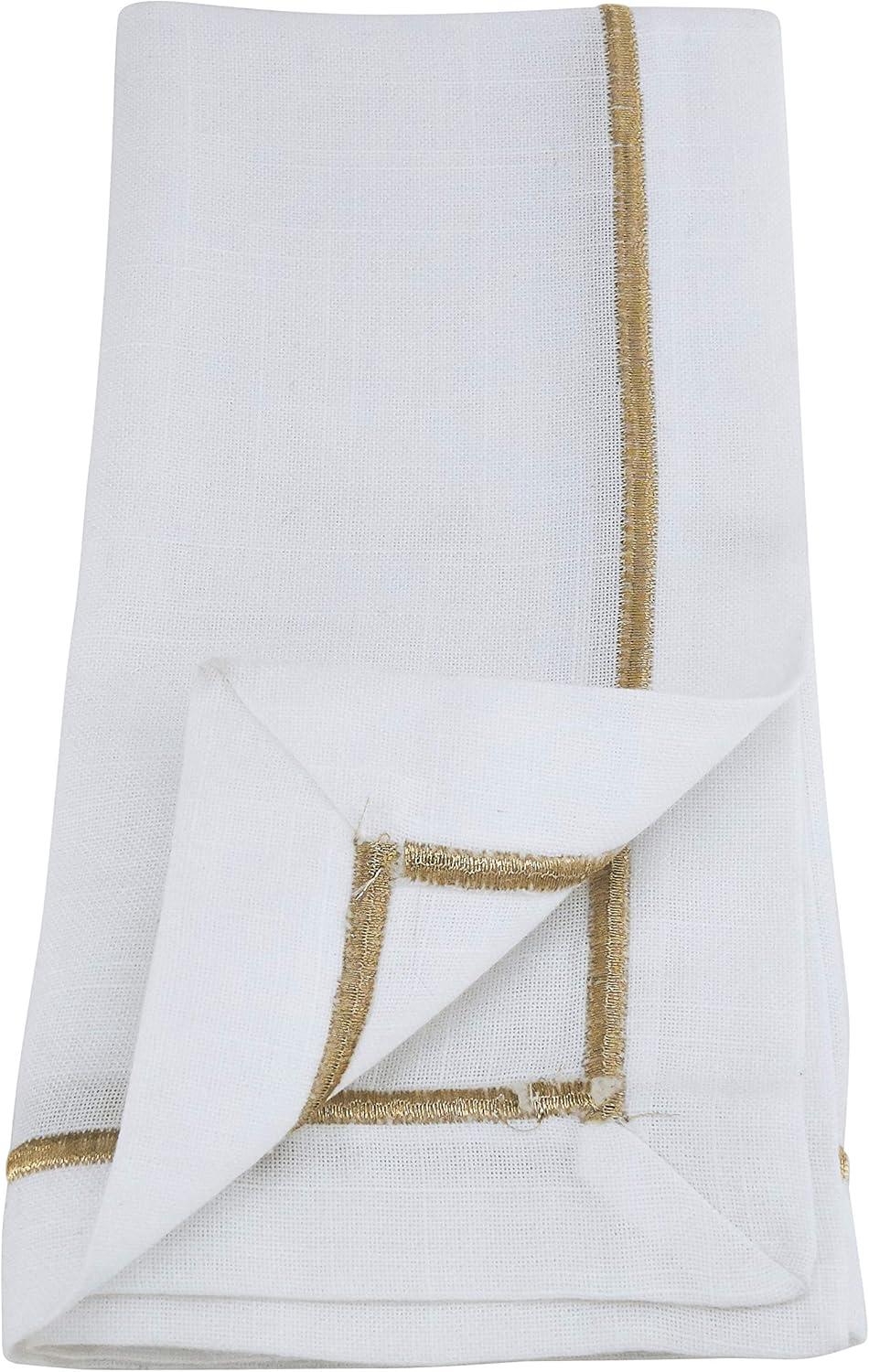 Odelle Embroidered Line Design Dinner 4 Piece Napkin Set