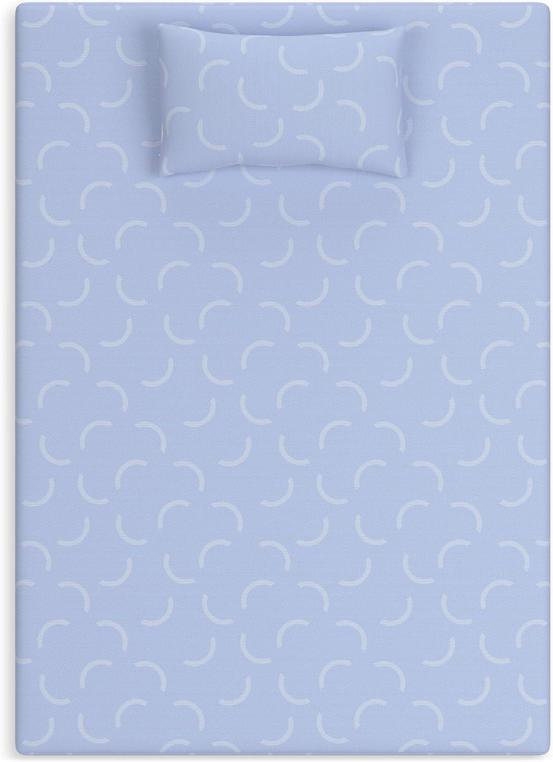 Twin Blue Memory Foam Mattress with Knit Cover and Pillow