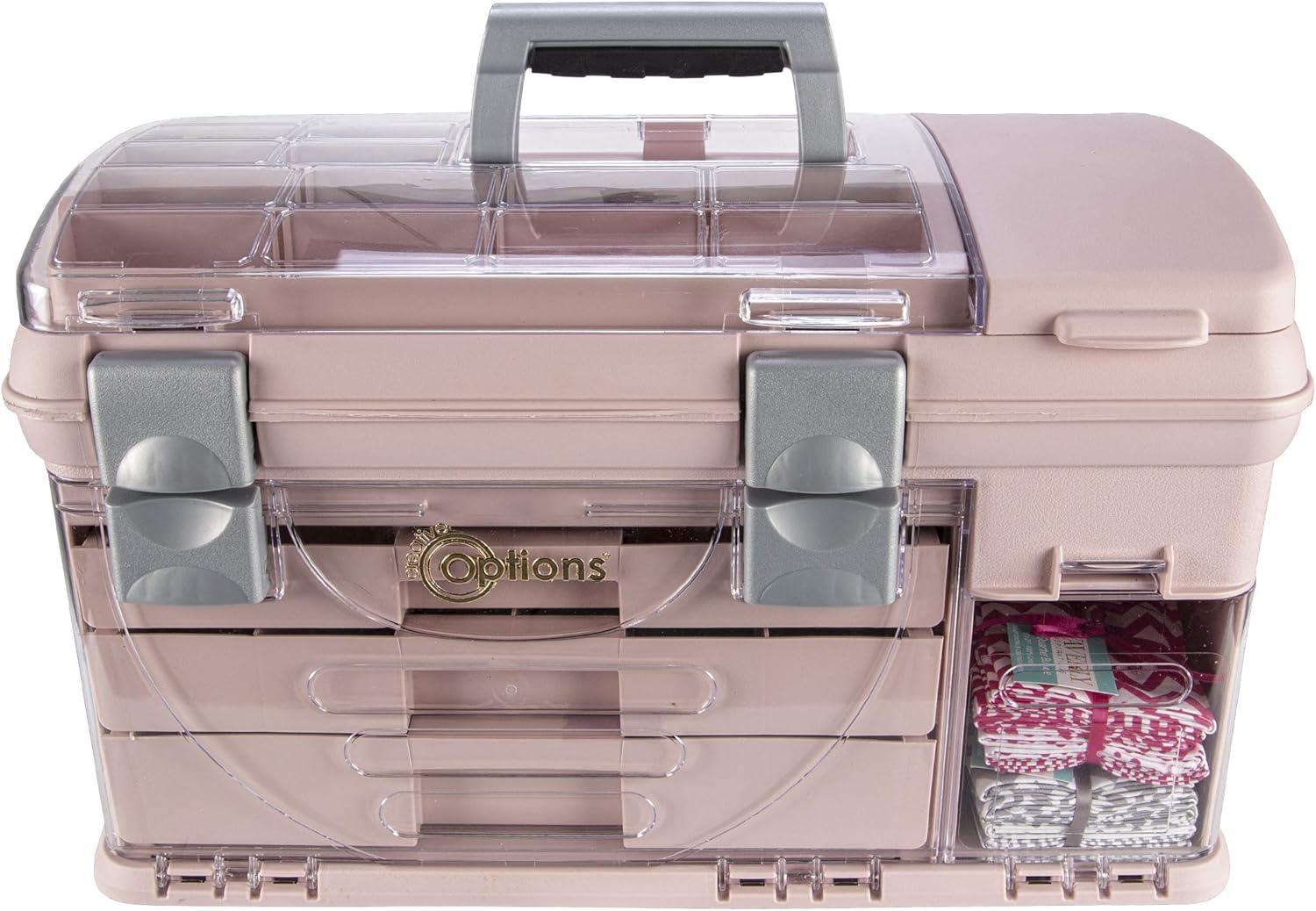 Large Pink Portable 3-Drawer Craft Storage Organizer