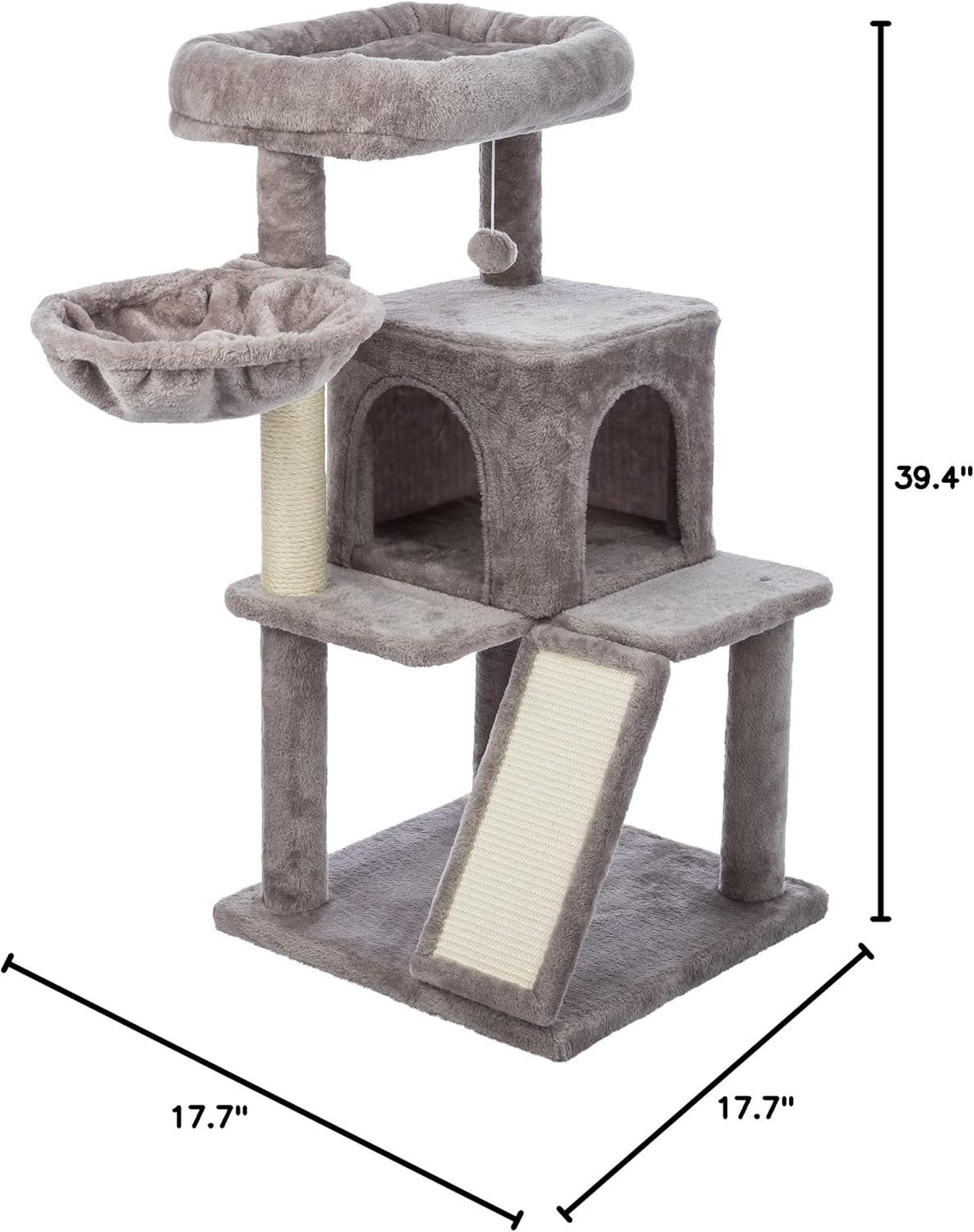 TRIXIE TRIXIE Pepito 39.4" Cat Tower, 3-Level Cat Tree with Sisal Scratching Posts and Ramp, Plush Condo and Hammock