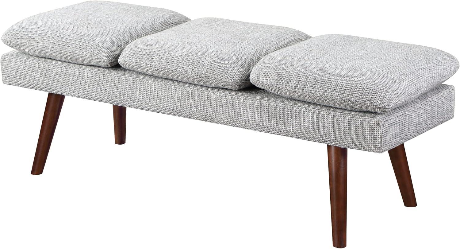 Amanda 54" Gray Fabric Mid-Century Upholstered Bench