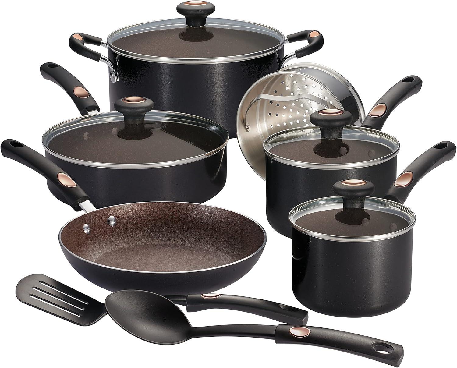 Tramontina 12pc Aluminum Nonstick Cookware Set - Black: Lifetime Warranty, Oven & Dishwasher Safe, Gas & Electric Compatible