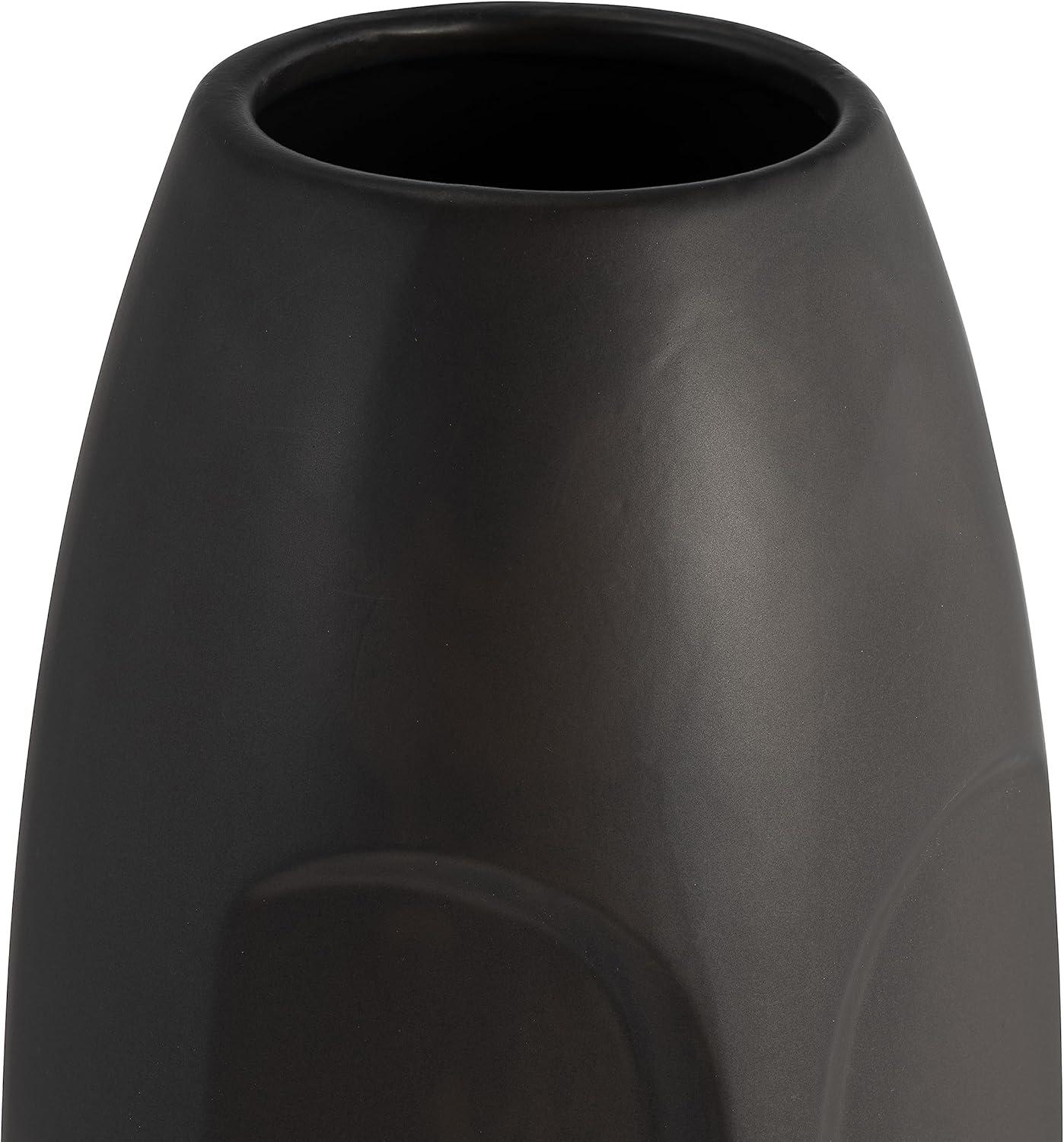 Sagebrook Home 14" Ceramic Face Vase - Ceramic Table Decor, Rustic Decorative Centerpiece For Home, Wedding, Office Decor - Black Vase Decor