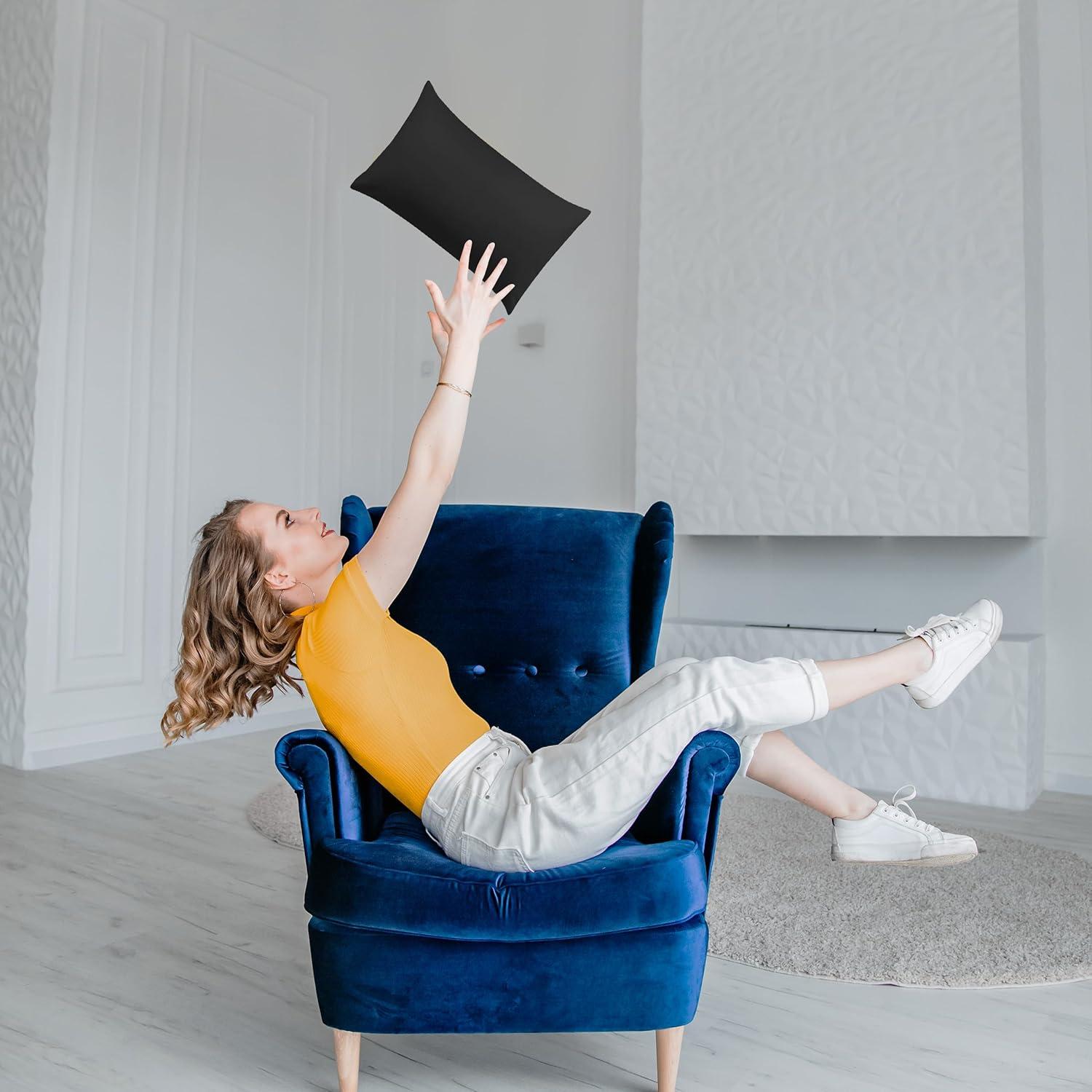 Utopia Bedding Throw Pillows (Pack of 2, Dark Teal), 12 x 20 Inches Indoor Decorative Pillow Insert for Sofa, Bed and Couch