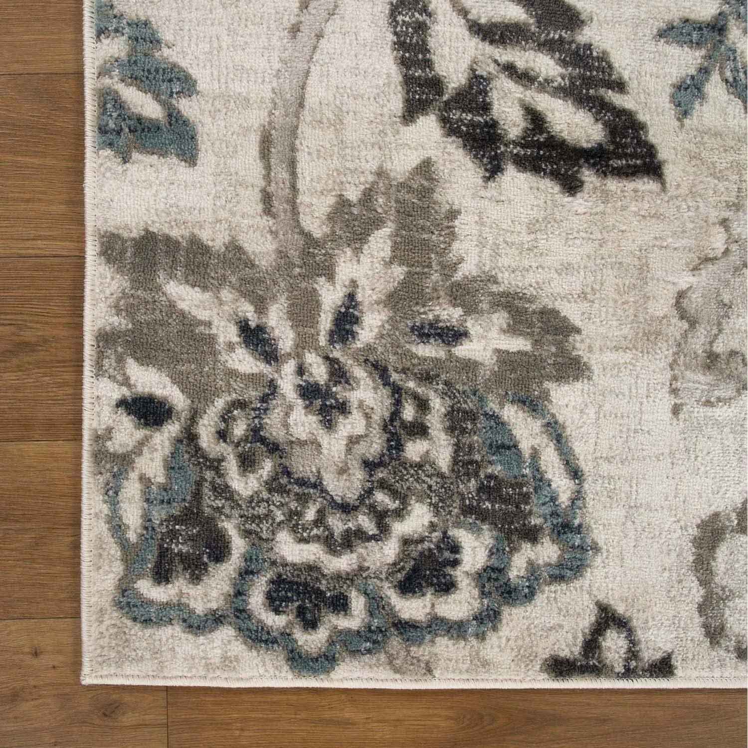 Superior Jacobean Floral Indoor Area Rug, 5' x 8', Stone