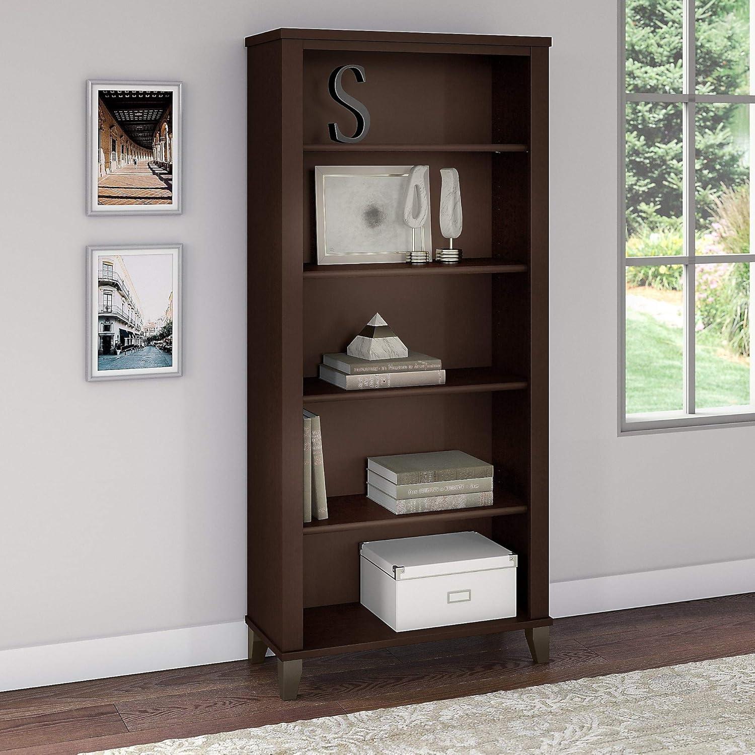 Bush Furniture Somerset Tall 5 Shelf Bookcase, Mocha Cherry