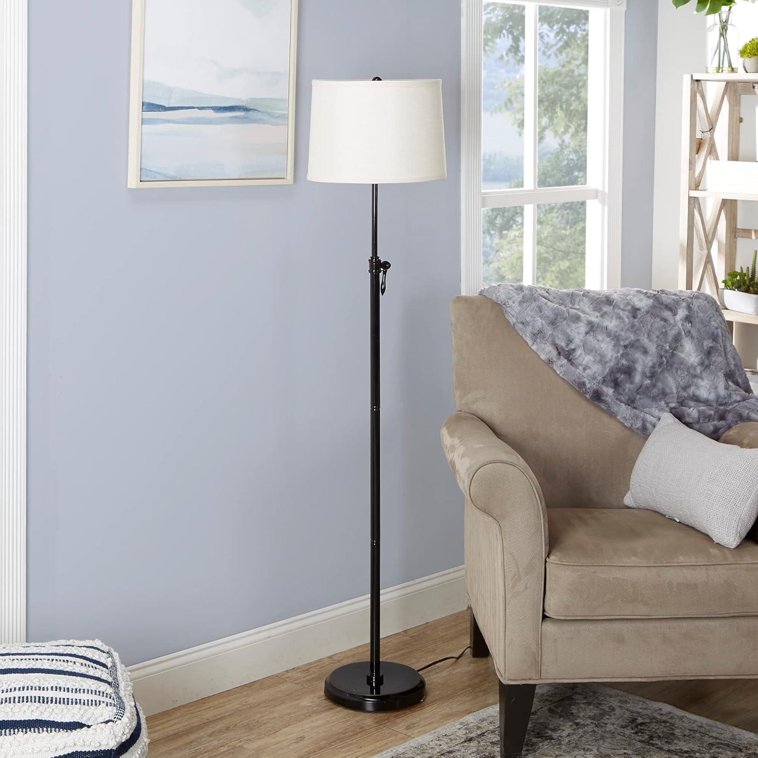 Adjustable Height Bronze Steel Floor Lamp with 3-Way Switch