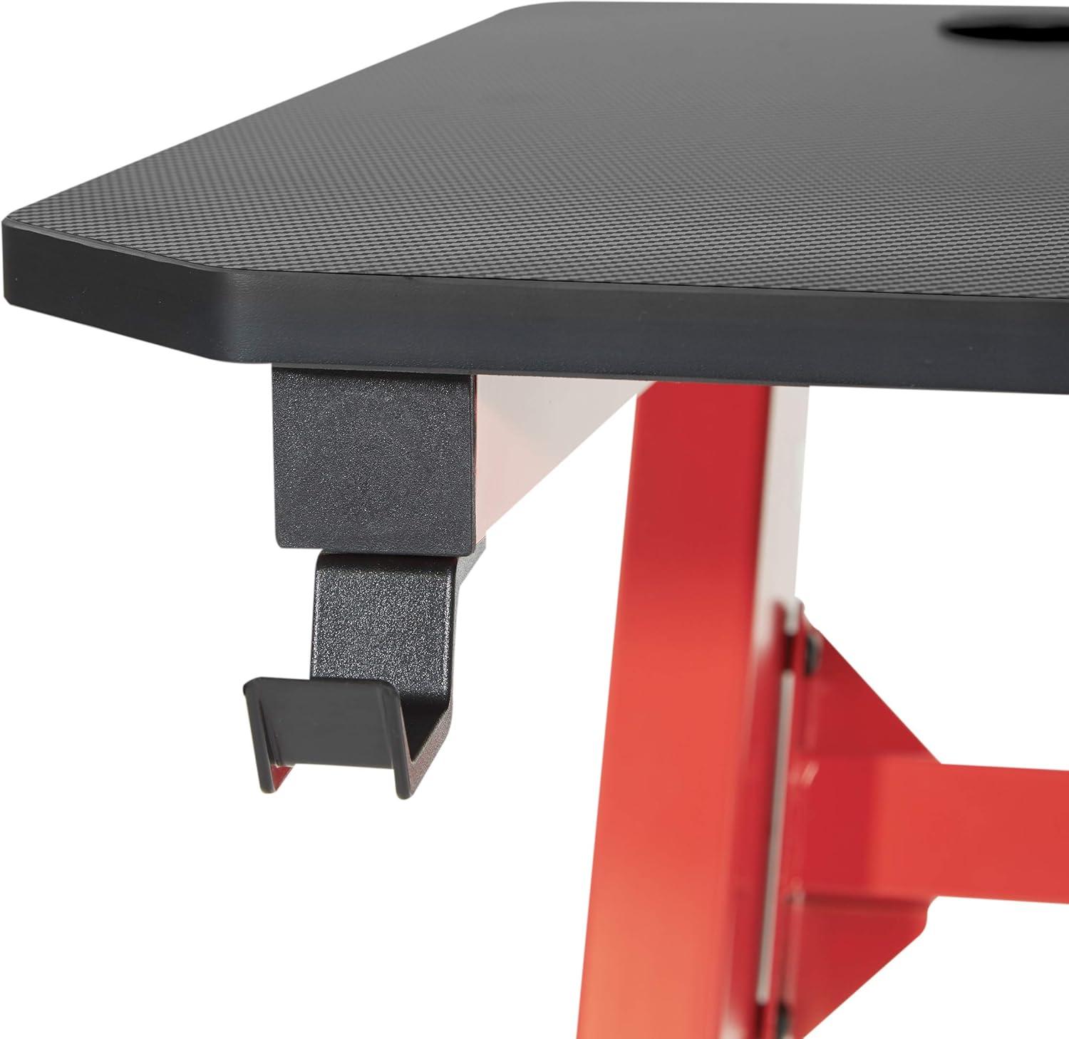 Ghost Battlestation Gaming Desk in Matte Black Top and Red Legs