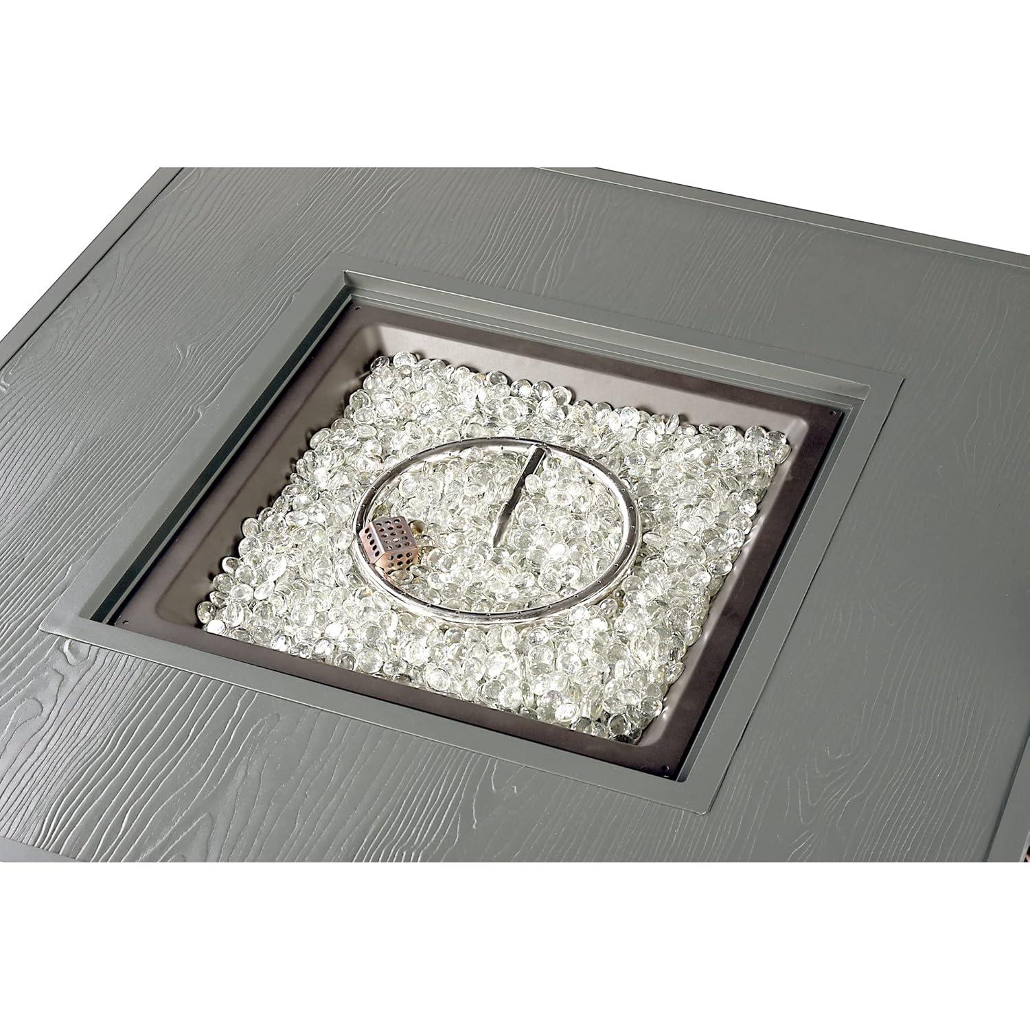 42" Square Aluminum 55000 BTUs Propane Modern Fire Table with 2 Covers - Gray - Oakland Living