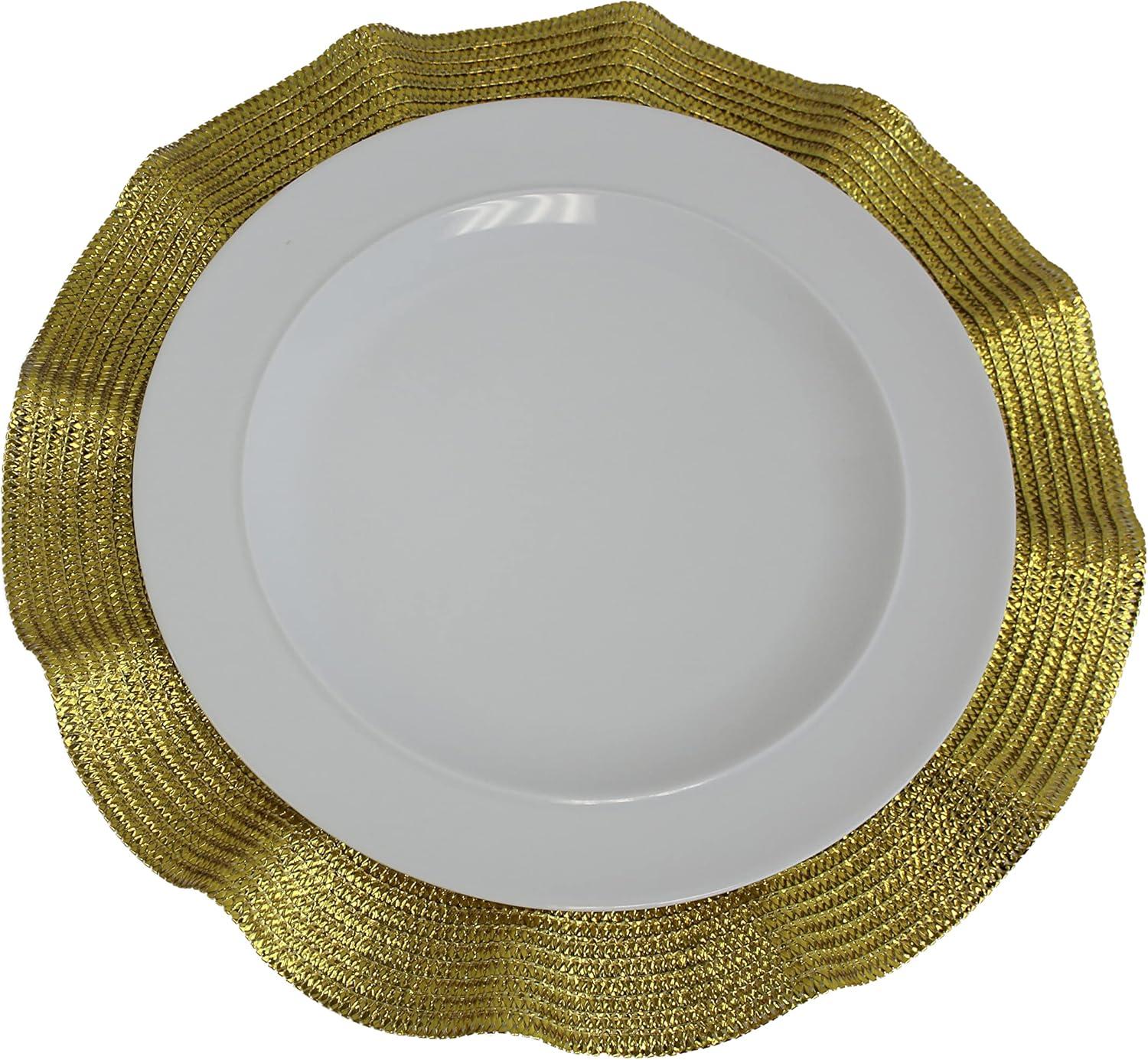 Gold Polyester Round Holiday Party Placemats Set of 12
