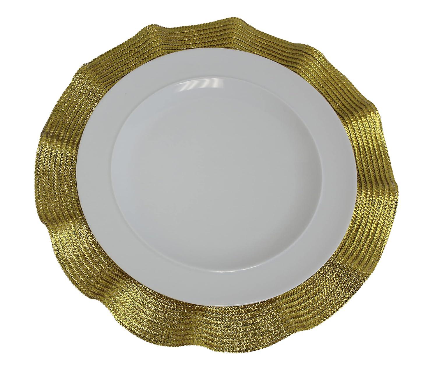 Gold Polyester Round Holiday Party Placemats Set of 12