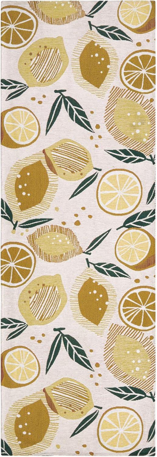 Town & Country Living TOWN & COUNTRY Living Livie Fresh Lemon Everwash Washable Non-Slip Backing Kitchen Runner Rug