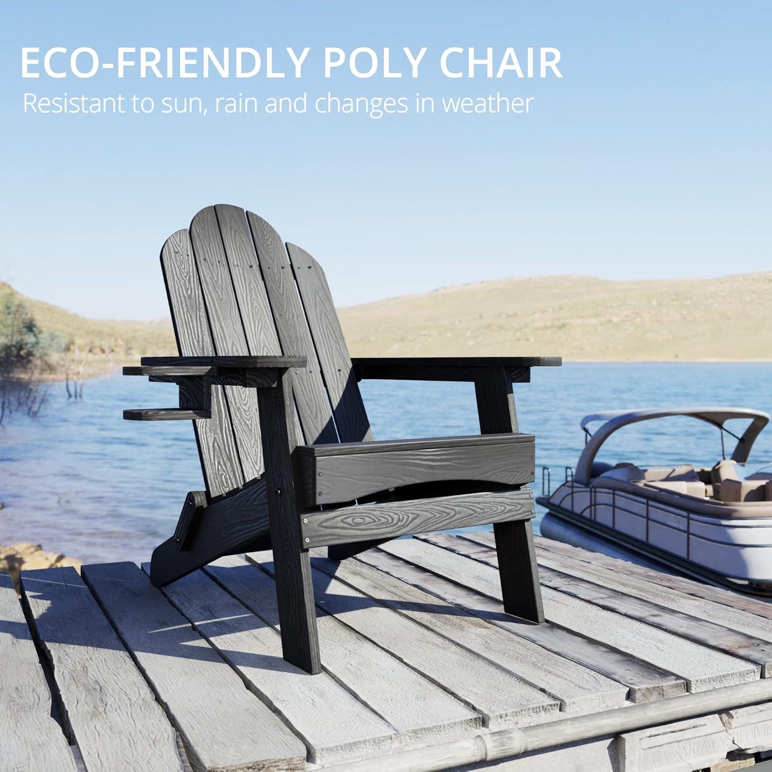 Emerico A Set Of 4 Adirondack Chairs, Foldable Poly Adirondack Chairs, Modern Plastic Adirondack Fire Pit Chairs, Suitable For Terraces, Porches, Decks, Swimming Pools, Gardens, And Backyards