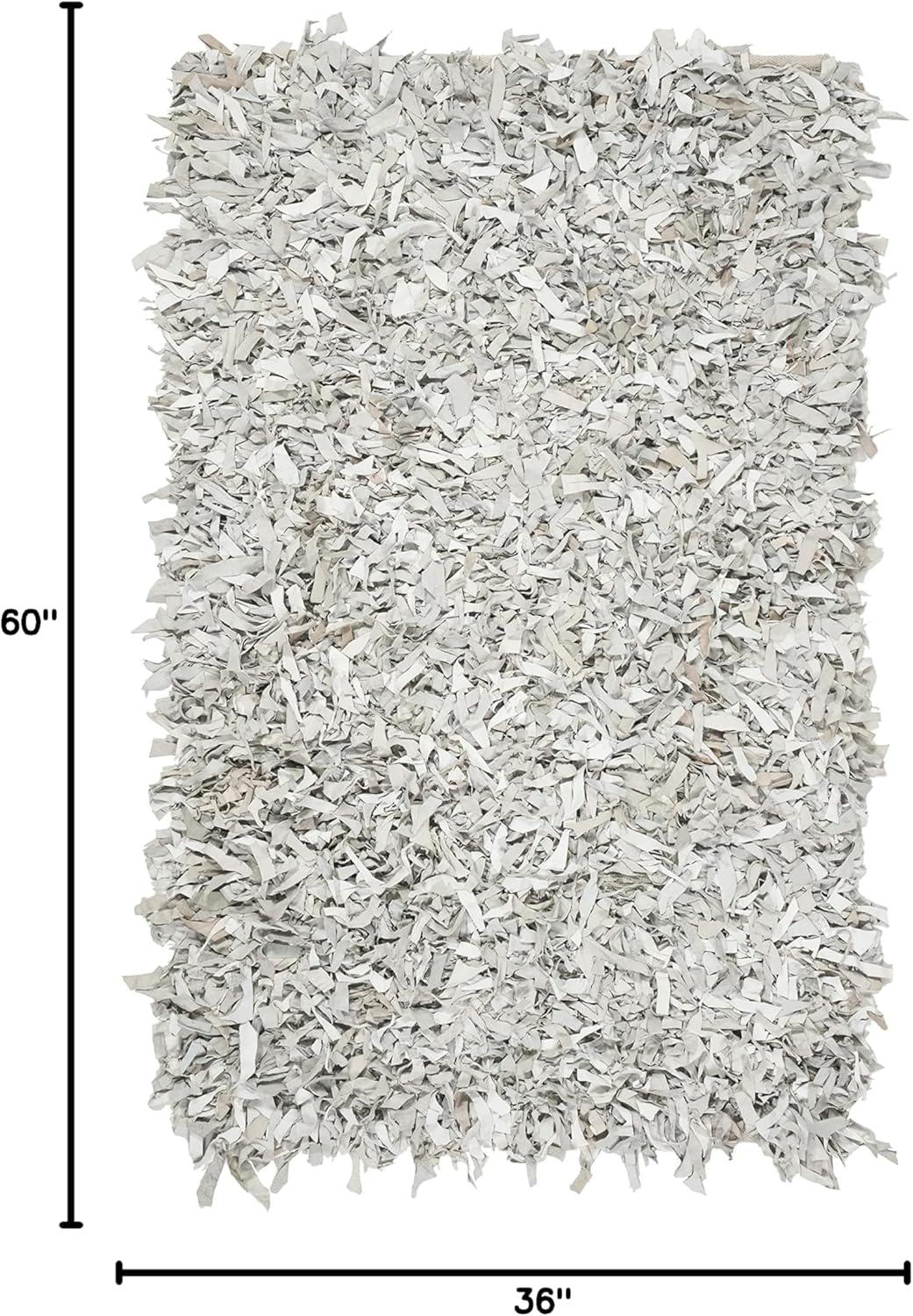 Leather Shag LSG601 Handwoven Accent Rug - Black - 3'x5' - Safavieh