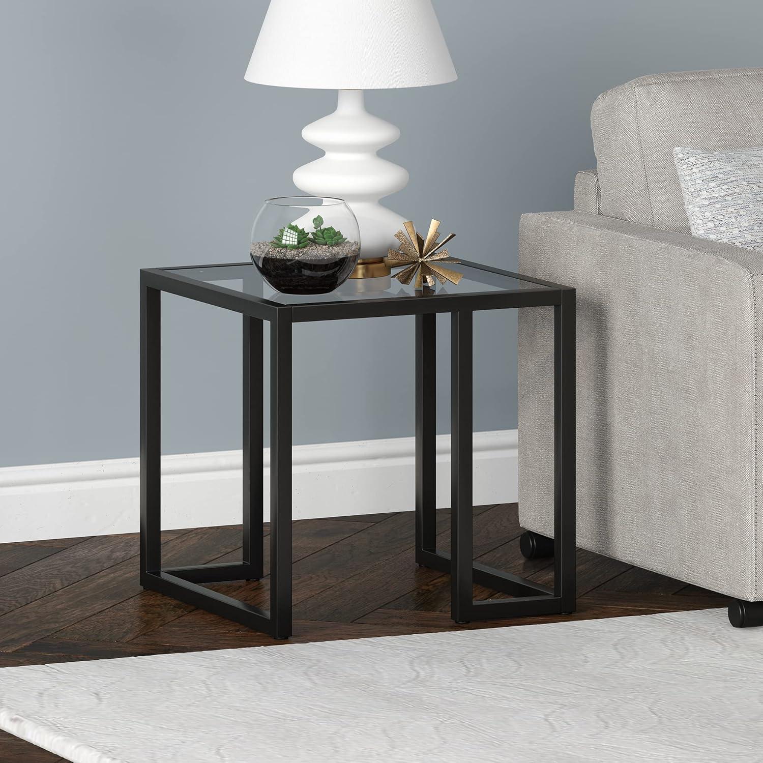 Evelyn&Zoe Oscar 20" Wide Square Side Table, Blackened Bronze