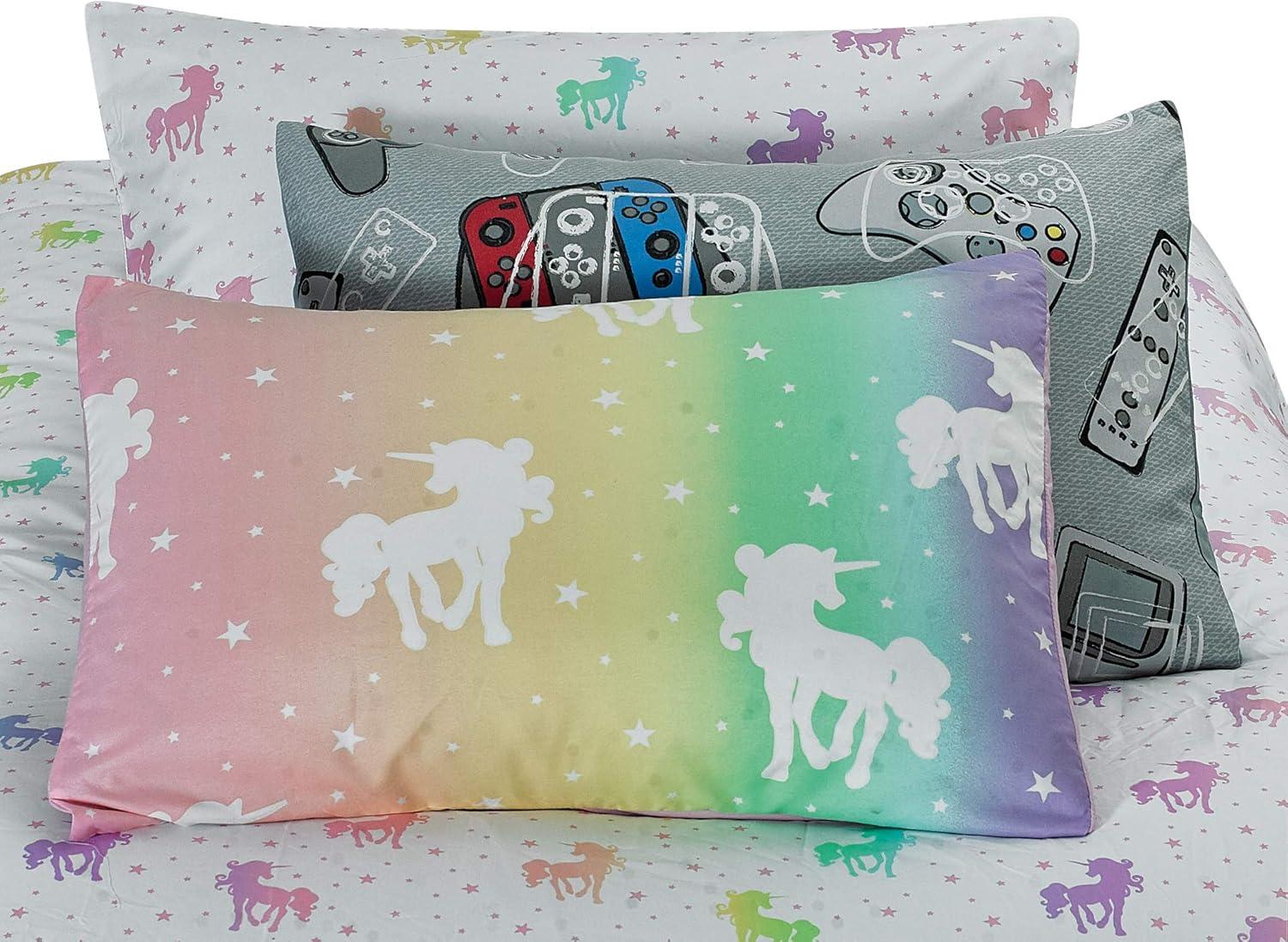 Tadpoles 3-Piece Gamer Glow in The Dark Comforter Set - Game Controllers Print - Full - Blue, Grey