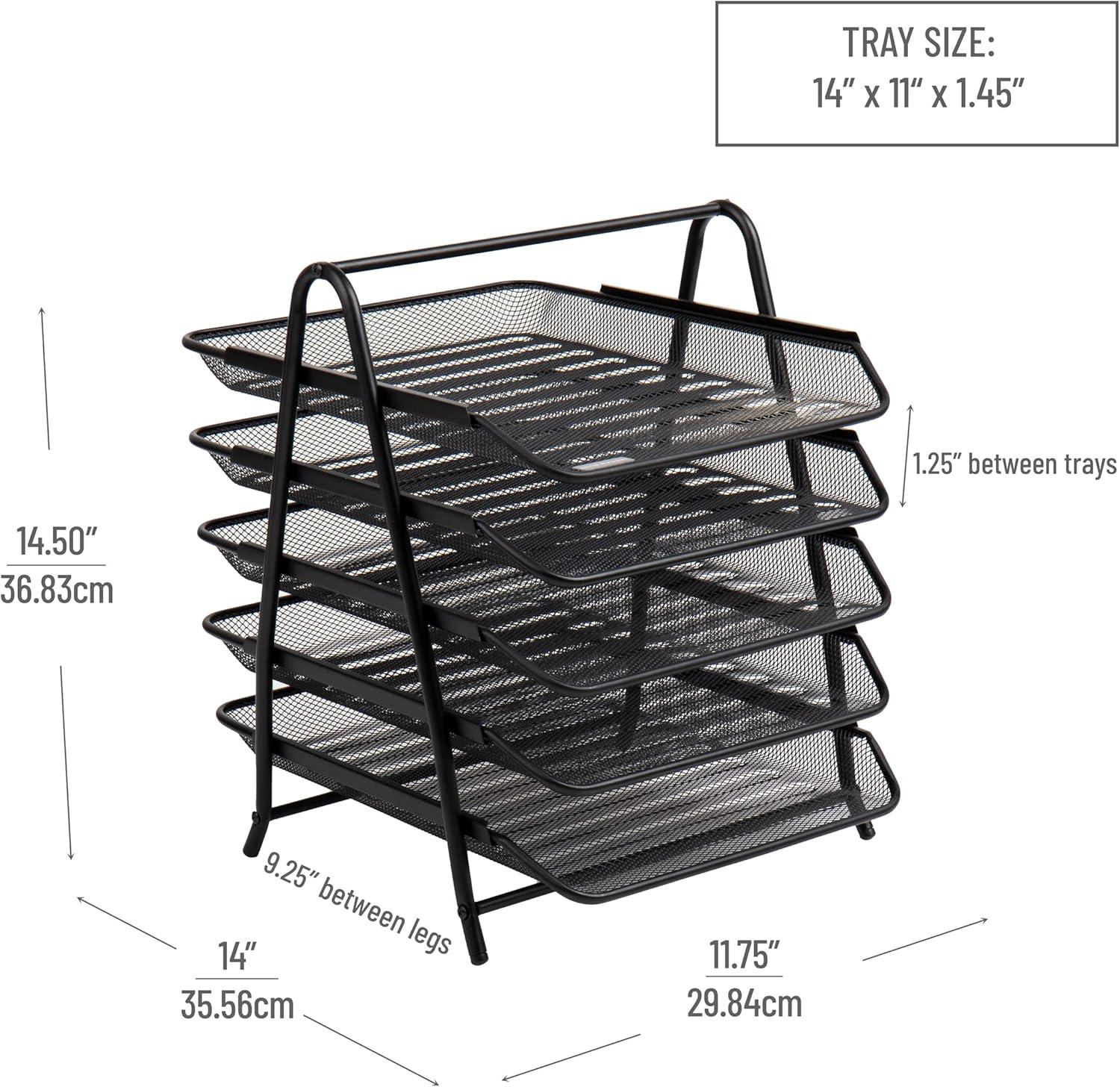 5-Tier Paper Tray, Desktop Organizer, File Storage, Office, Metal, 11.75"L x 14"W x 14.5"H