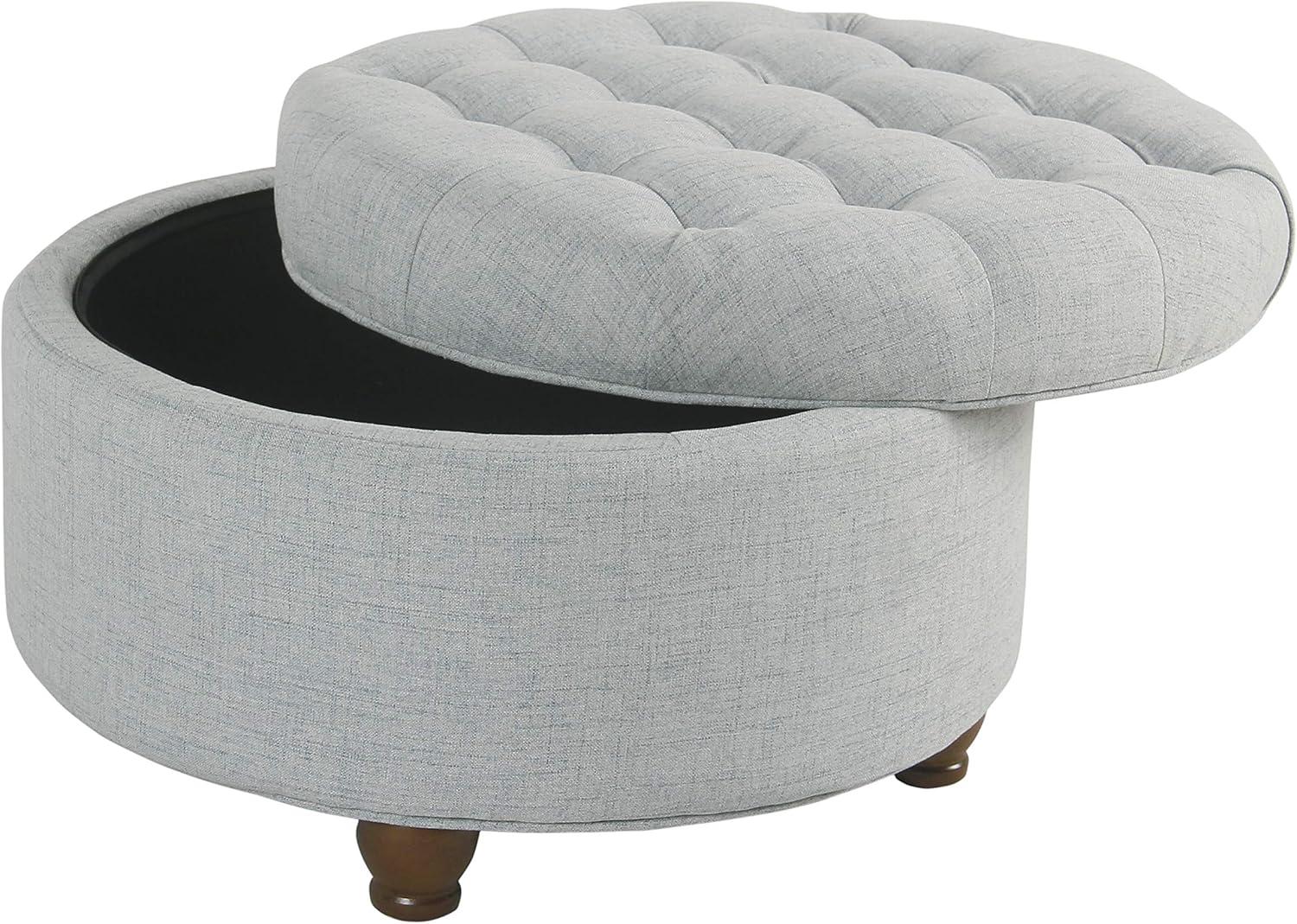 Large Tufted Round Storage Ottoman - HomePop