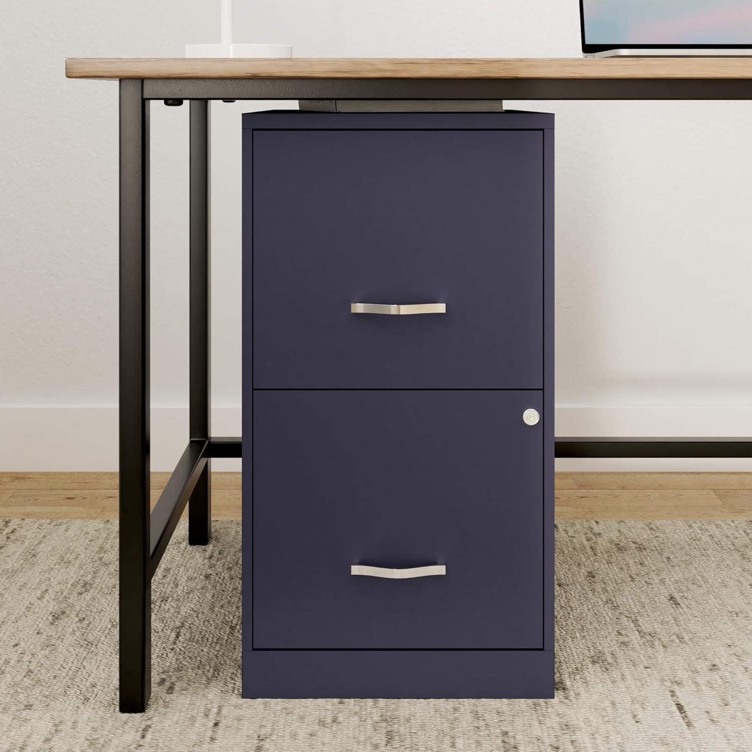 Navy 18" Lockable 2-Drawer Steel File Cabinet