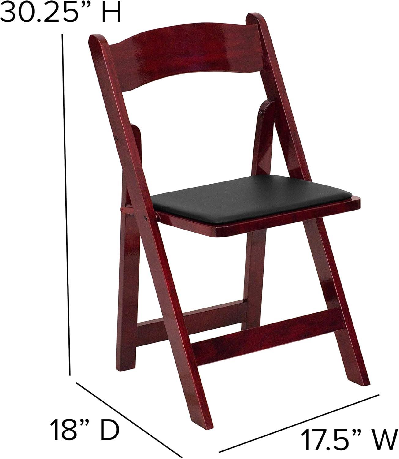 Flash Furniture HERCULES Series Mahogany Wood Folding Chair with Vinyl Padded Seat