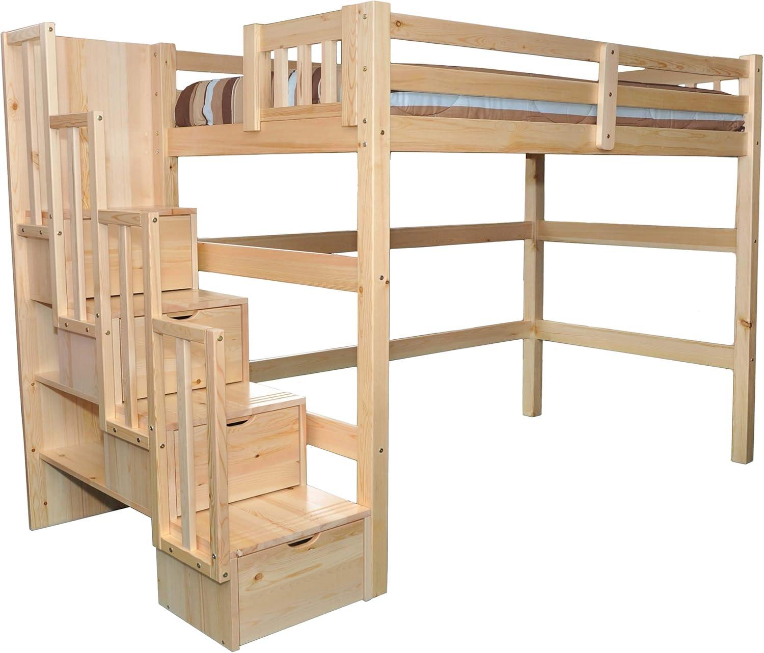 Encore Stairway Twin Loft Bed Natural