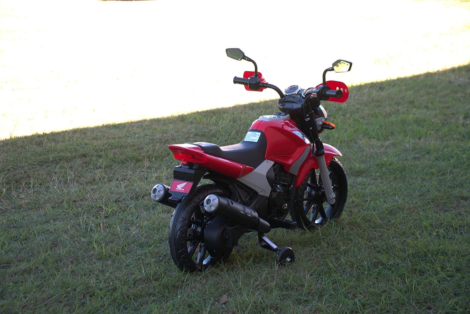 Red 12V Honda CB300R Ride-On Motorcycle with Training Wheels