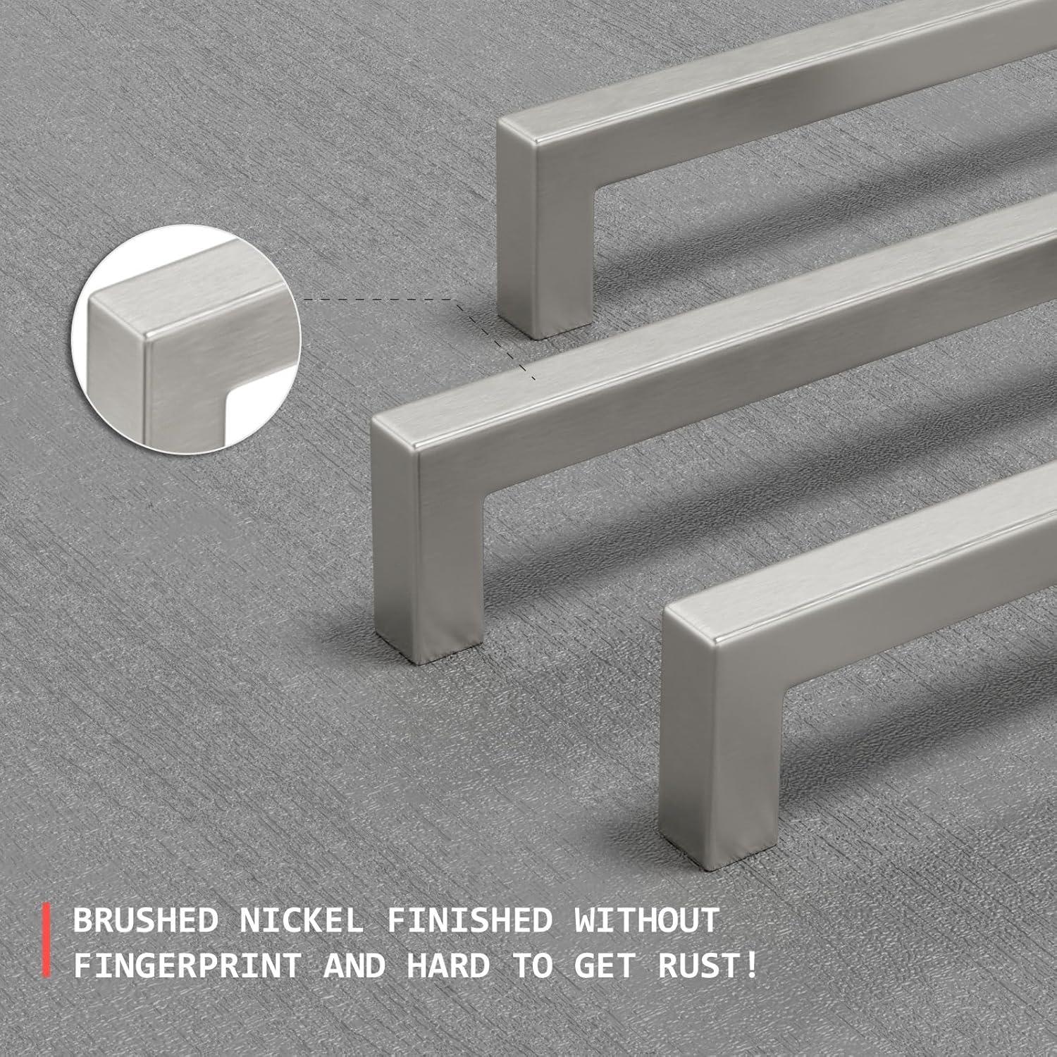 homdiy 5 Pack 5 Inch Brushed Nickel Cabinet Pulls Cabinet Handles Square Door Handles Modern Dresser Drawer Stainless Steel Hardware