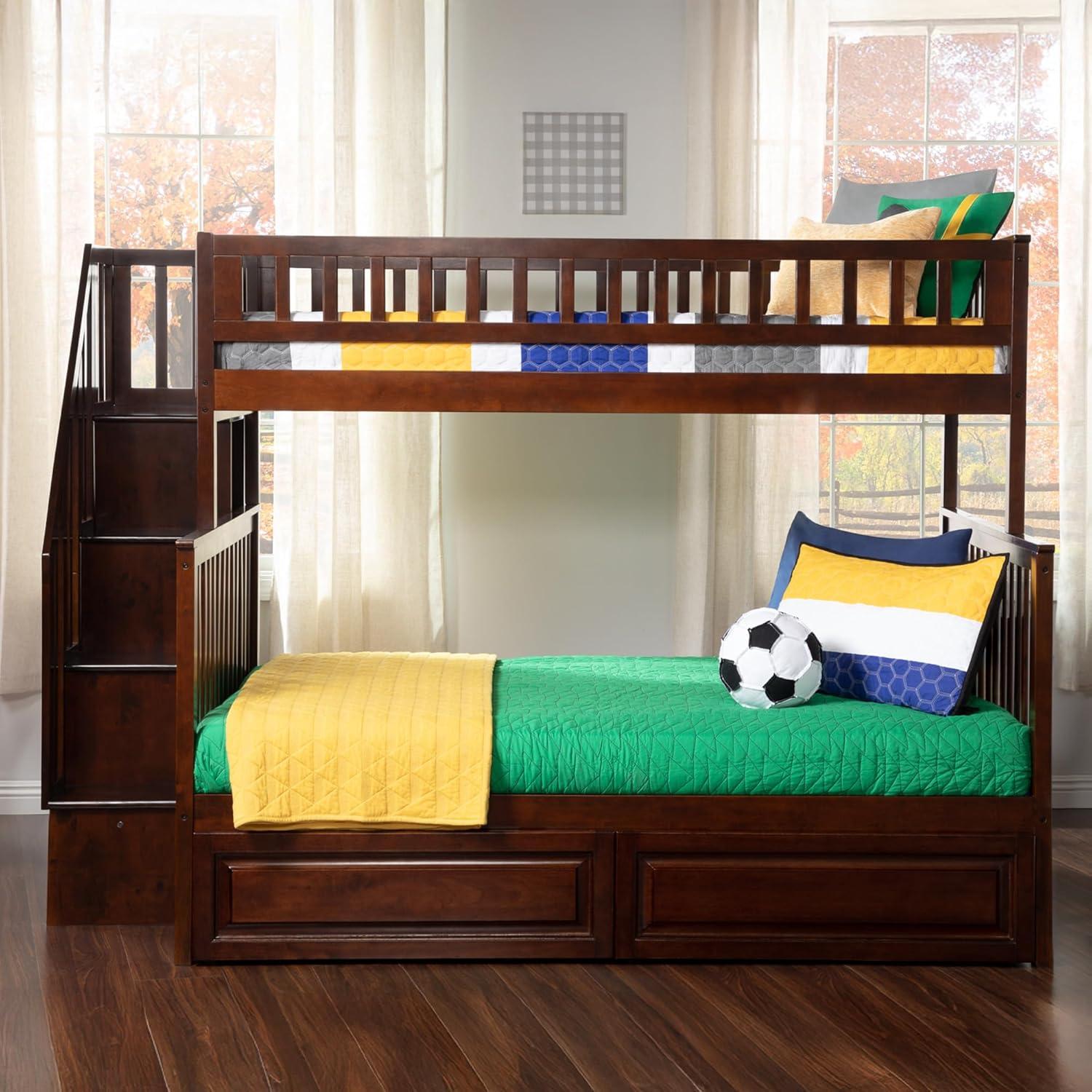 Woodland Staircase Bunk Bed Twin over Twin in Multiple Colors and Configurations