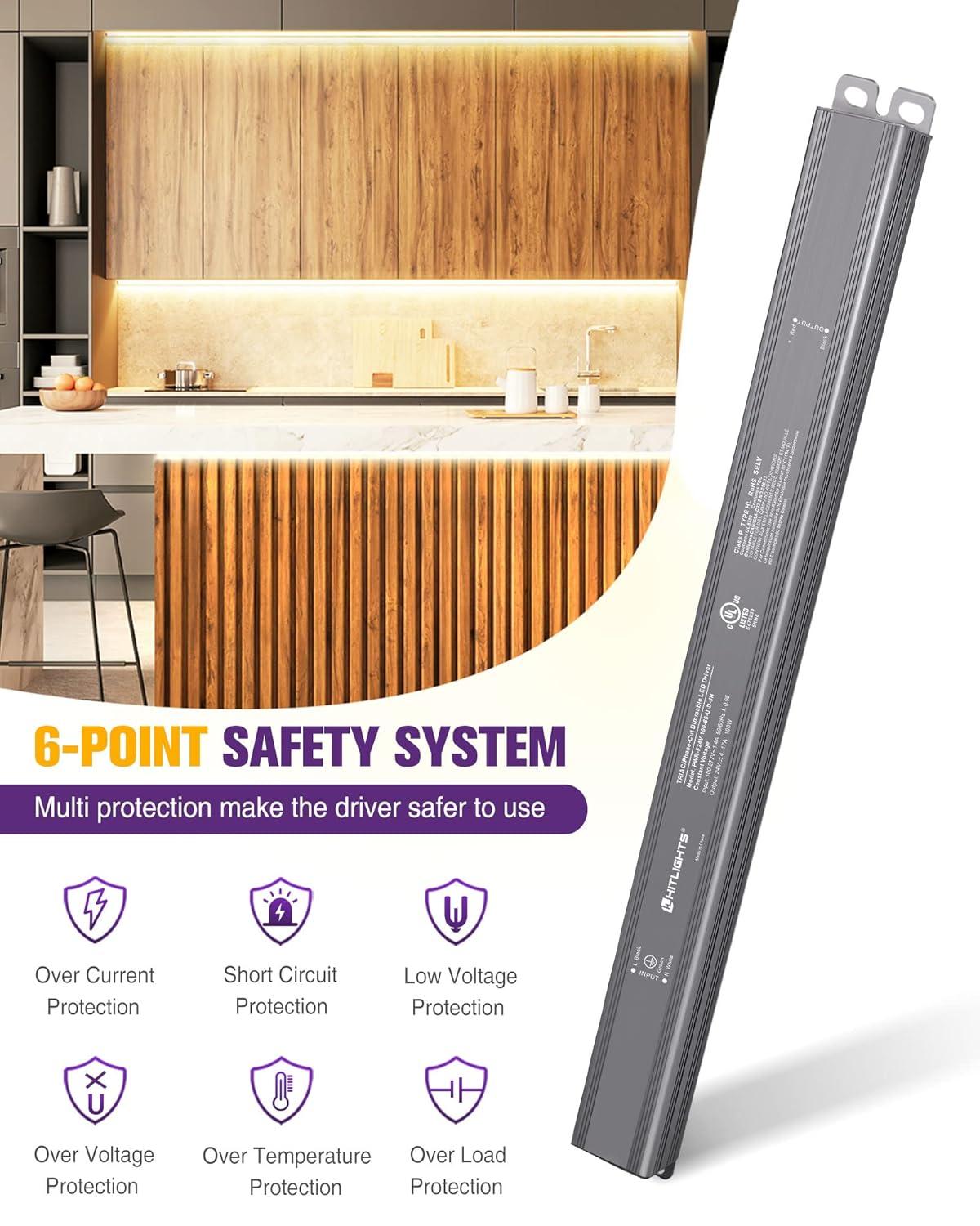 HitLights 100W Dimmable LED Driver Transformer, Power Supply 100~277V AC to 24V DC, 4.1A, Compatible with Forward/Reverse Phase, TRIAC, MLV, ELV Dimmers Such As Lutron, Leviton, Legrand, UL-Listed