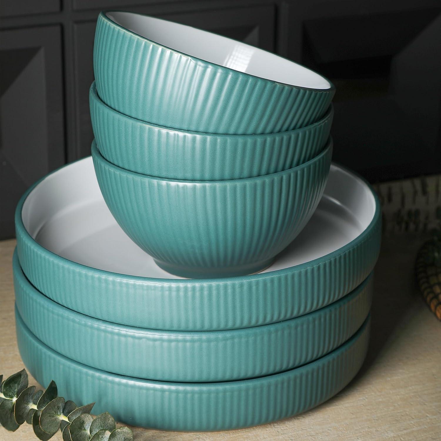 Christian Siriano Christian Siriano Larosso 24-Piece Dinnerware Set with Dinner Bowls and Pasta Bowls, Stoneware