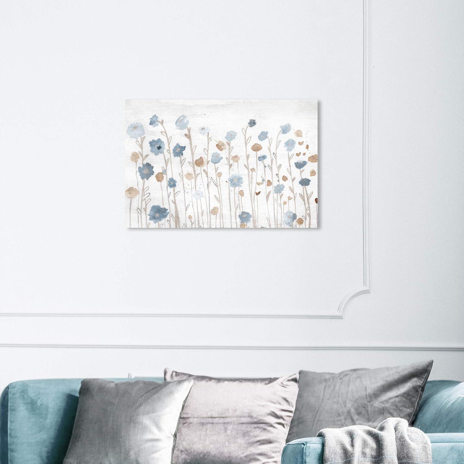 Wynwood Studio 'Beautiful Growth Light Blue' Floral and Botanical Wall Art Canvas Print - Blue, Brown, 30" x 20"