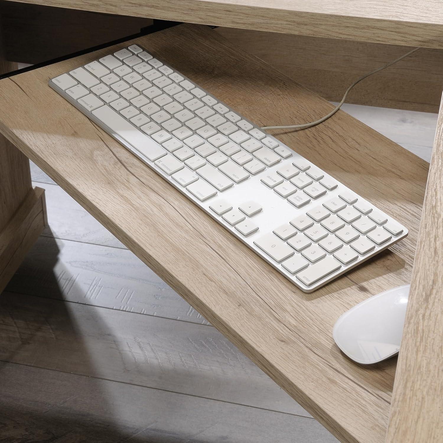 Prime Oak L-Shaped Desk with Hutch and Storage