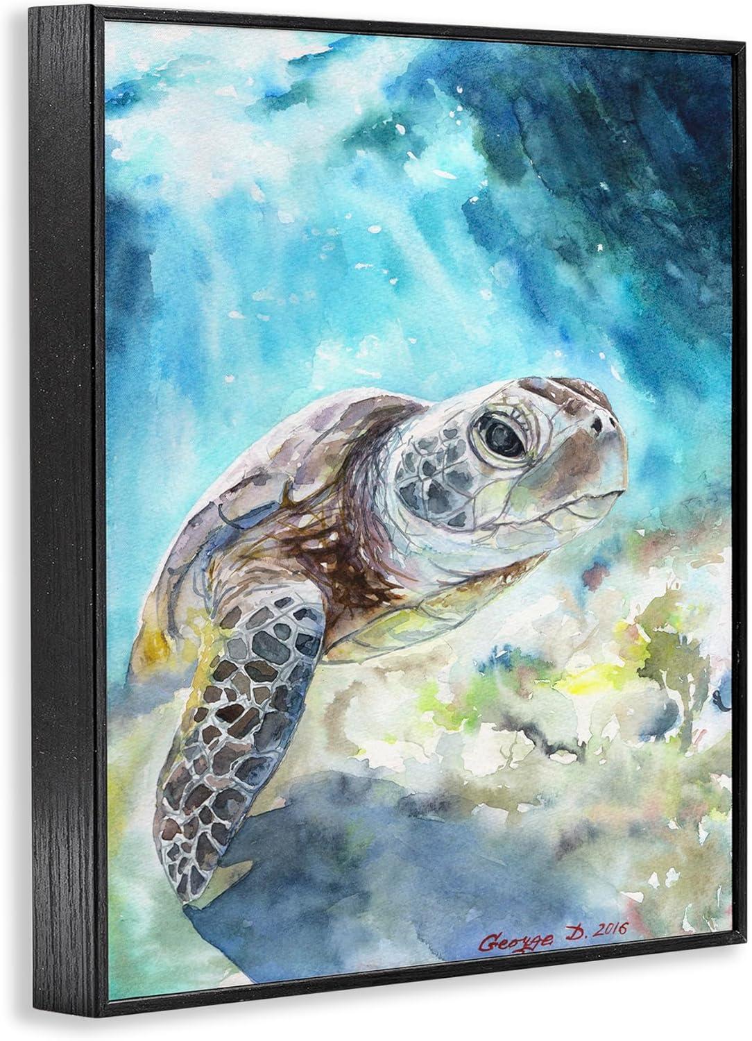 Stupell Industries Sea Turtle Ocean Watercolor, 16" x 20"