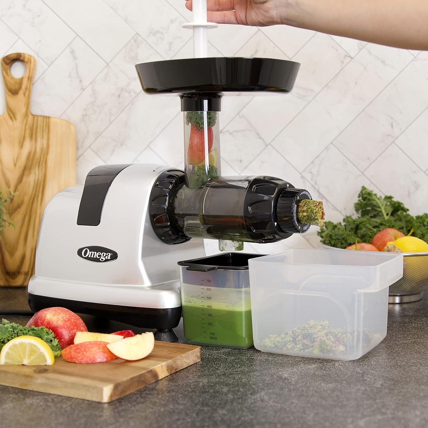 Silver Electric Masticating Wheatgrass Juicer with Triple-Stage Technology