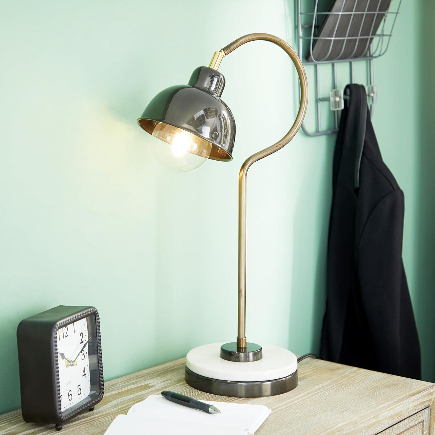 DecMode 22" Spotlight Black Desk Lamp with Black Metal Shade