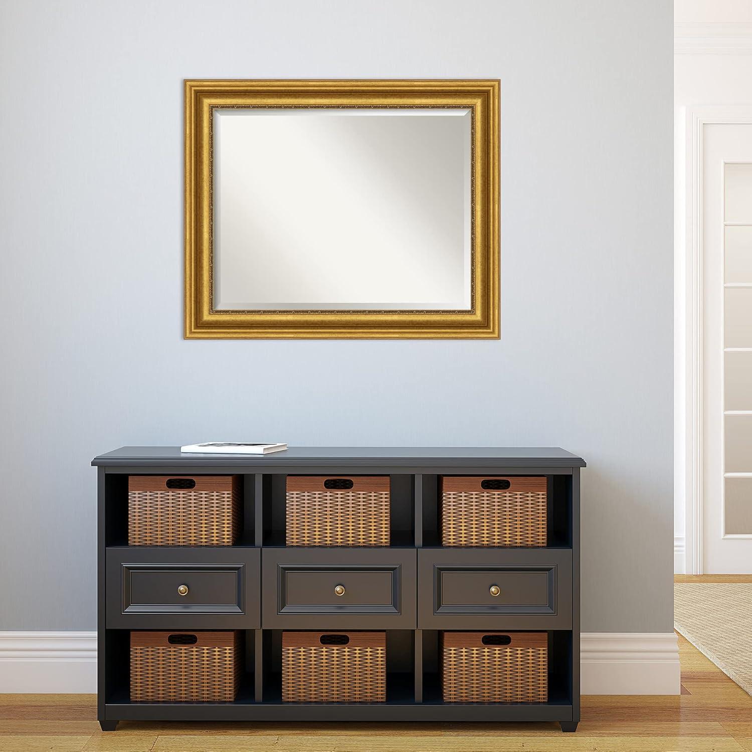 Parlor Gold Rectangular Beveled Bathroom Vanity Mirror