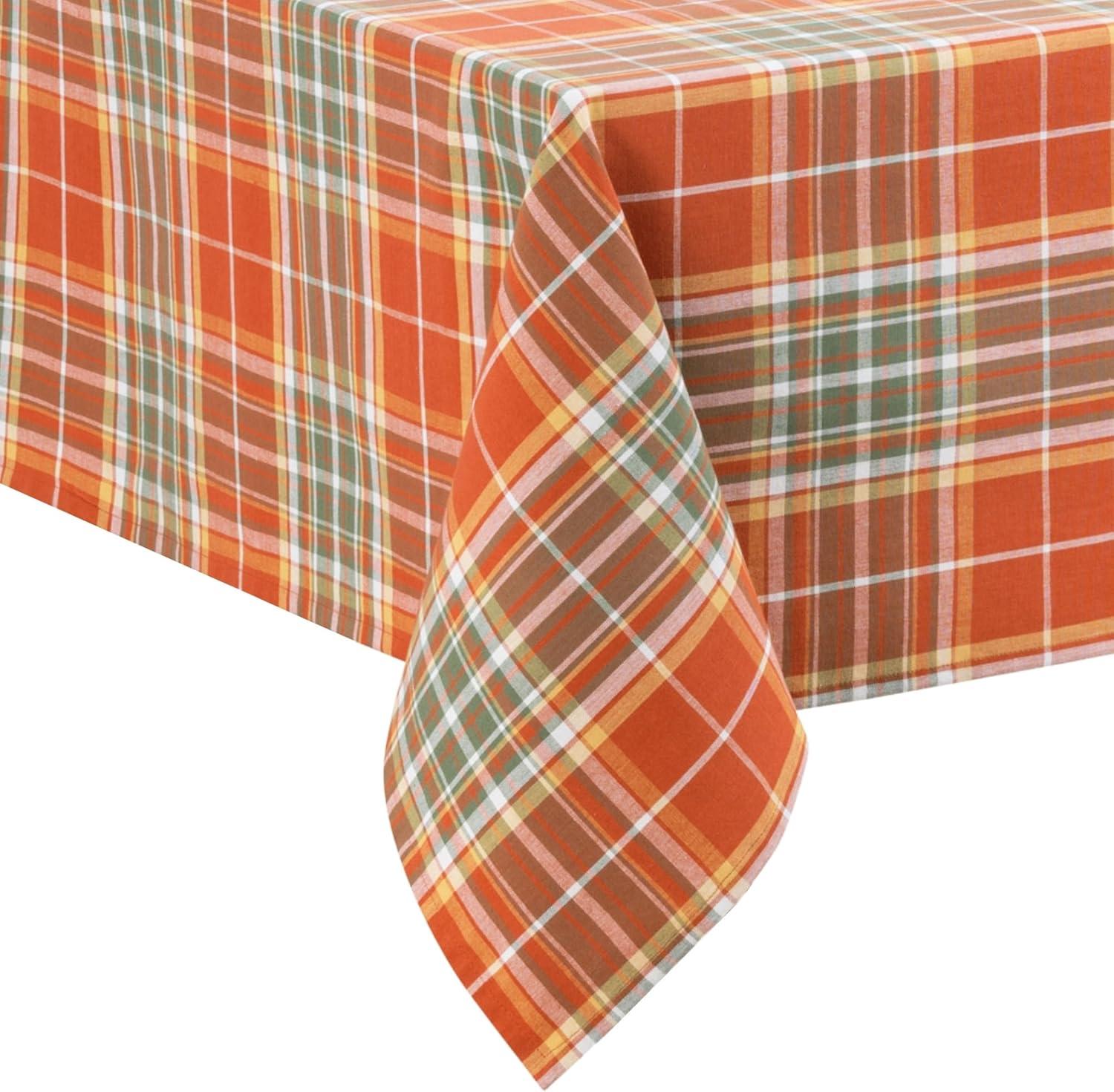 Elrene Hawley Plaid Harvest Cotton Tablecloth - Elrene Home Fashions