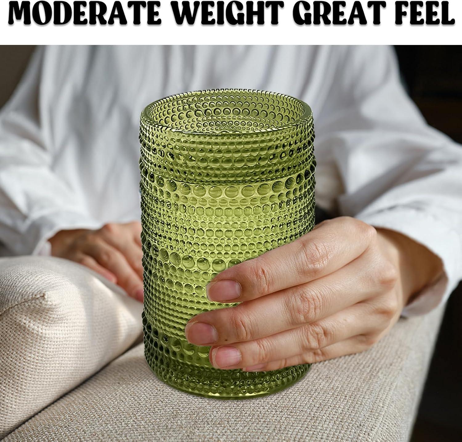 Vintage Glassware Drinking Glass Set of 6, Nailhead Glass