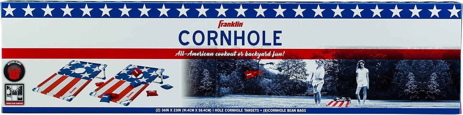 Franklin Sports Red, White and Blue PVC Cornhole Set — Includes 2 Targets And 8 Regulation Bean Bags — Great for Kids and Outdoor Family Fun