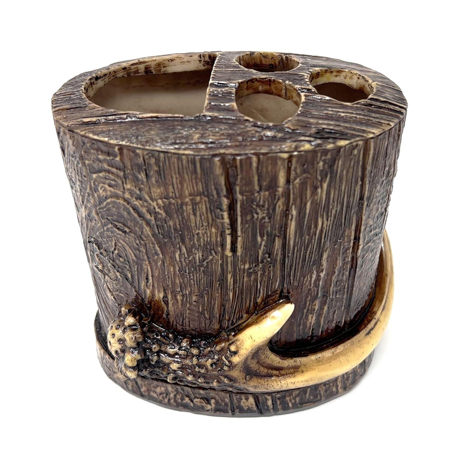 Paseo Road by HiEnd Accents Brown Resin Antler Rustic Cabin Lodge Toothbrush Holder
