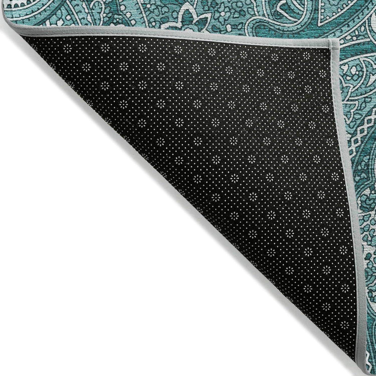 Addison Rugs Chantille Indoor/Outdoor Traditional Paisley Teal Washable Rectangle Rug, 8' x 10'