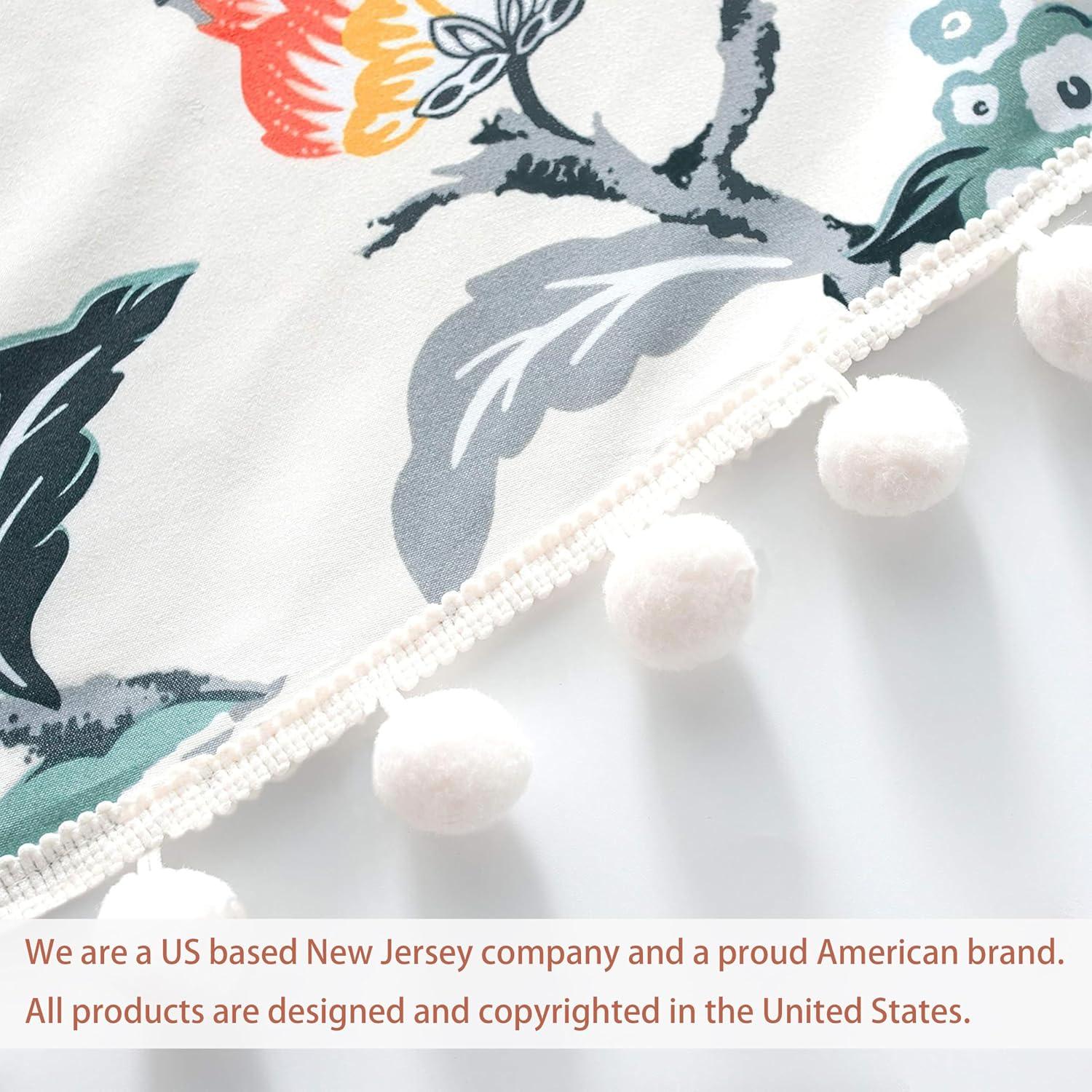 DriftAway Ada Floral Lined Thermal Insulated Room Darkening Blackout Grommet Window Curtains, 2 Panels, 52" x 72", Ivory Orange Teal