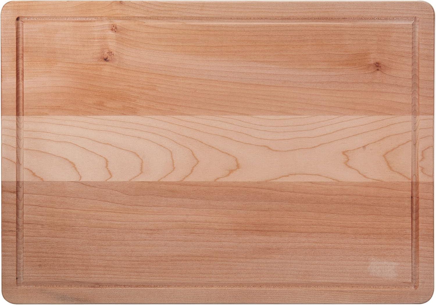 Maple Wood Rectangular Cutting Board with Juice Groove, 14x20 Inch