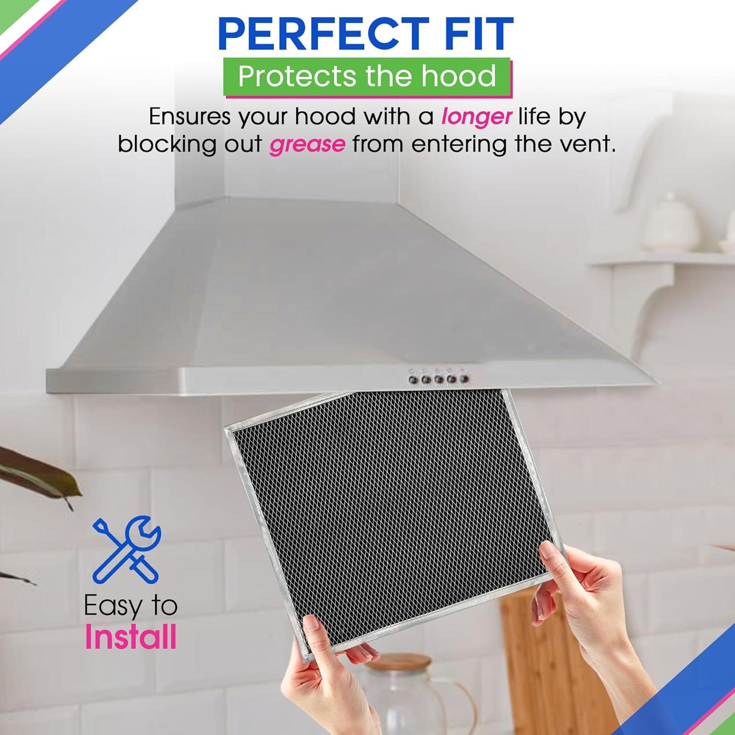 Charcoal Filter Replacement Fits 12.90" x 14.65" HPF30 97020466 Broan range hood filter - Carbon Hood Vent Filter for Ductless Exhaust Fan - Filters and Freshens Kitchen Air Over the Oven (2-Pack)