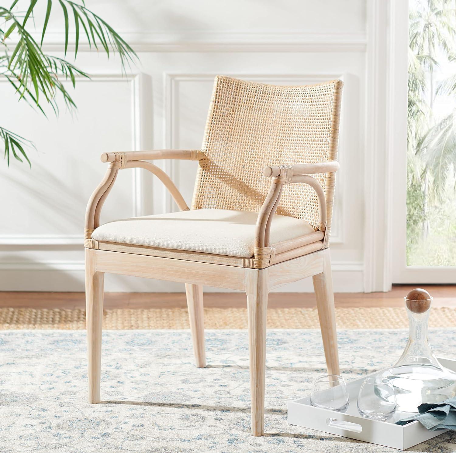 Gianni Arm Chair - SEA4011 - Natural/White Washed - Safavieh