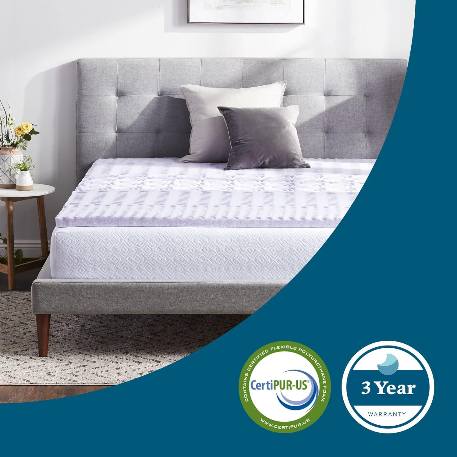 2" Zoned Lavender Memory Foam Mattress Topper