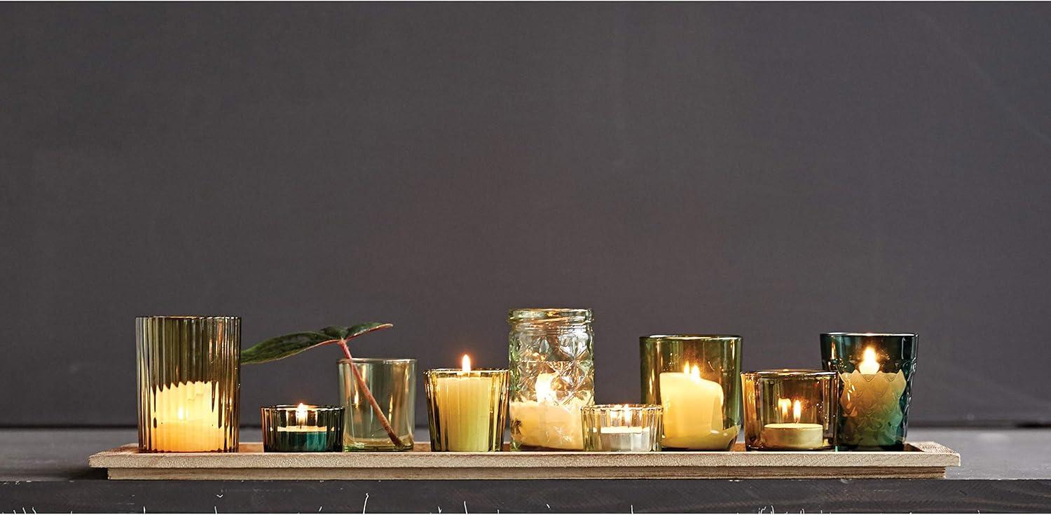 Storied Home Glass & Wood Candle Gift Set Green 22 in - Bohemian Charm, Mixed Holder Set